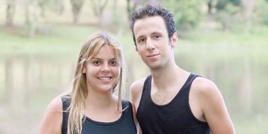 Kamila Nascente e Sérgio de Pádua durante caminhada ao redor da represa do Castelinho